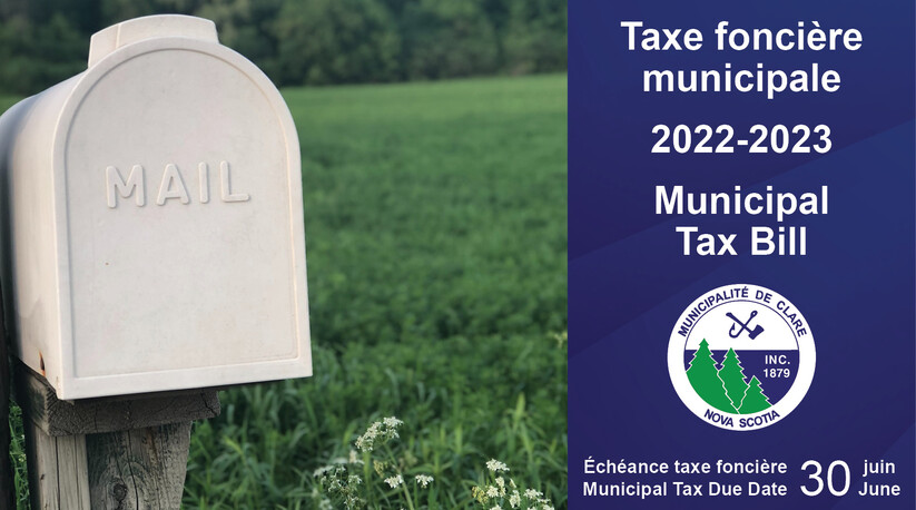 Mailbox in a field with Municipal tax due date of June 30, 2022